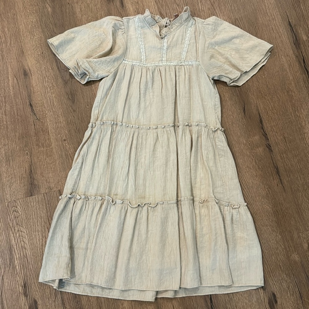 Peach Puff Cream Ruffle Dress